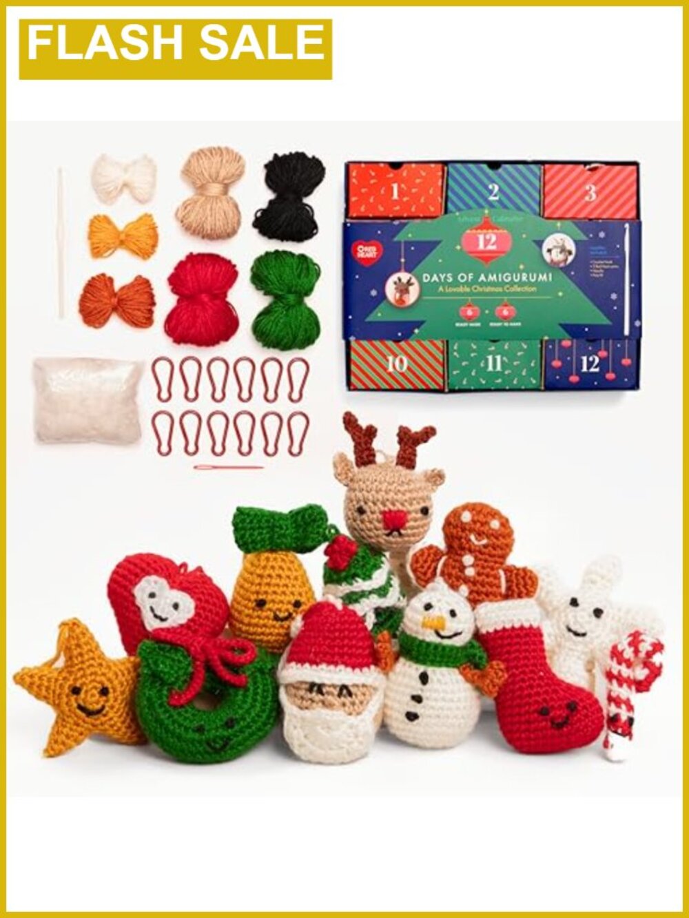Red Heart Advent Calendar Yarn 100% Acrylic Worsted Knitting Crochet Kit